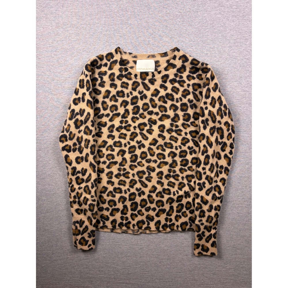 Cynthia Rowley Leopard Print Cashmere Sweater Medium Animal Print Soft Luxury